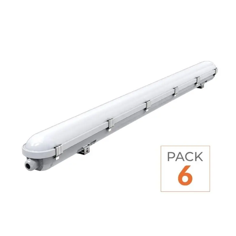 Réglette LED 120cm Étanche CCT 22\\/28\\/34\\/40W avec détecteur - 3000K\\/4000K\\/6500K - Pack de 6