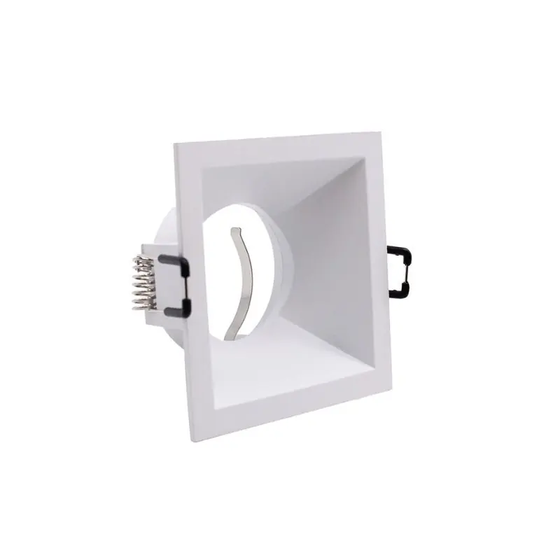 Support Encastrable Spot Carré Blanc Mat pour Ampoule GU10