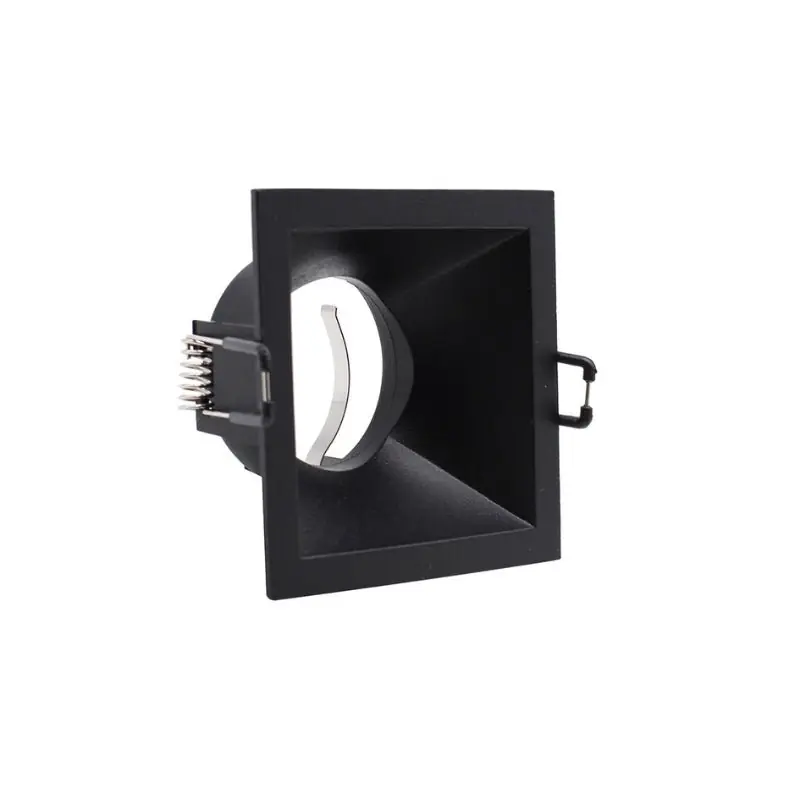 Support Encastrable Spot Carré Noir Mat pour Ampoule GU10