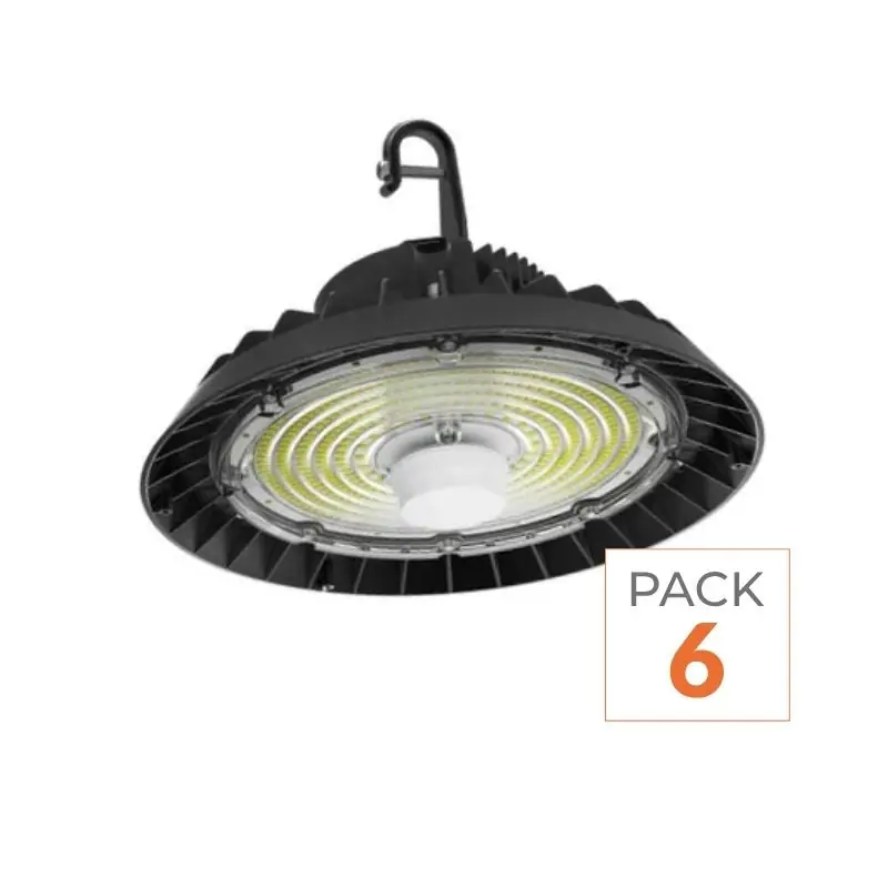 Pack de 6 - Suspension LED Industrielle UFO Dimmable 150W-200W-250W 187lm\\/W avec détecteur de mouvement - Garantie 5 ans
