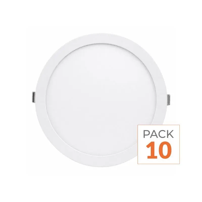 Spot LED Extra Plat Downlight Rond 12W Blanc CCT - 3000K\\/4000K\\/6000K - Pack de 10