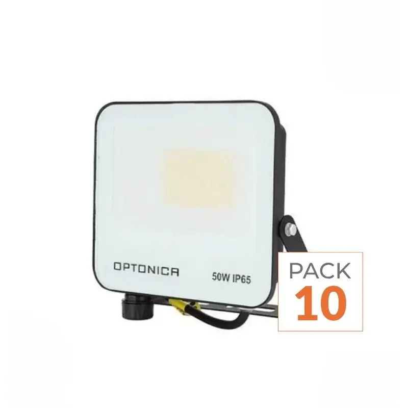 Pack de 10 - Projecteur 50W IP65 CCT Noir - 3000K\\/4000K\\/6000K