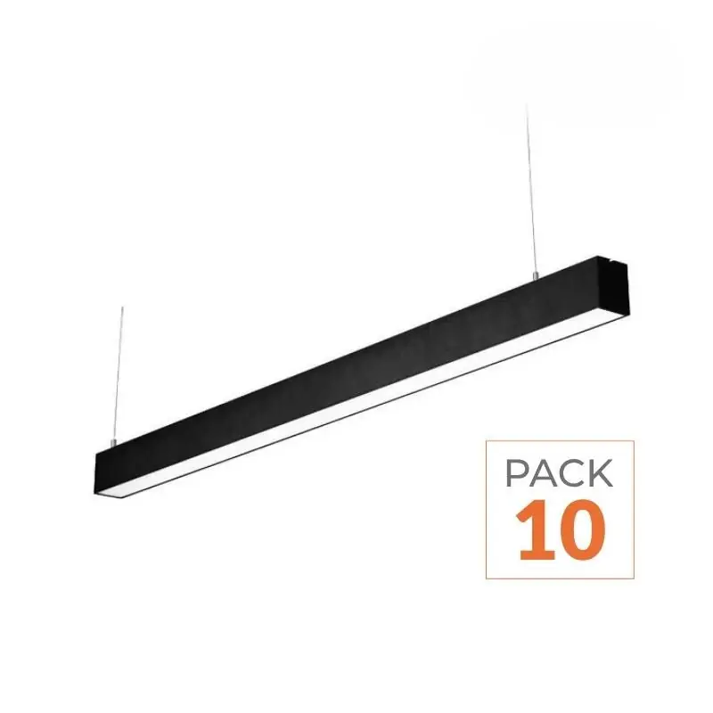 Réglette Suspendue 120 cm Noire 48W CCT - 3000K\\/4000K\\/6000K - Pack de 10