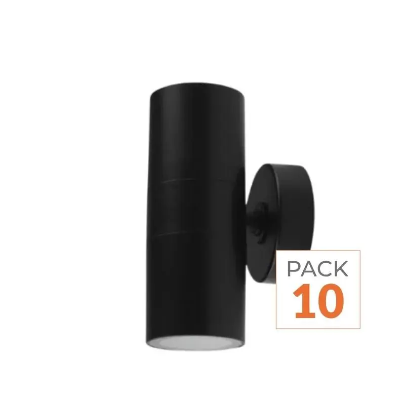 Applique Murale Noire IP65 Double Faisceau GU10 - Pack de 10