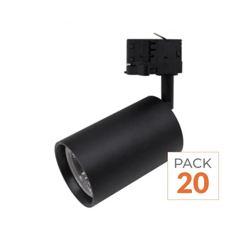 Spot LED sur Rail Triphasé CCT 30W 60° Noir - 3000K\\/4000K\\/6500K - Pack de 20