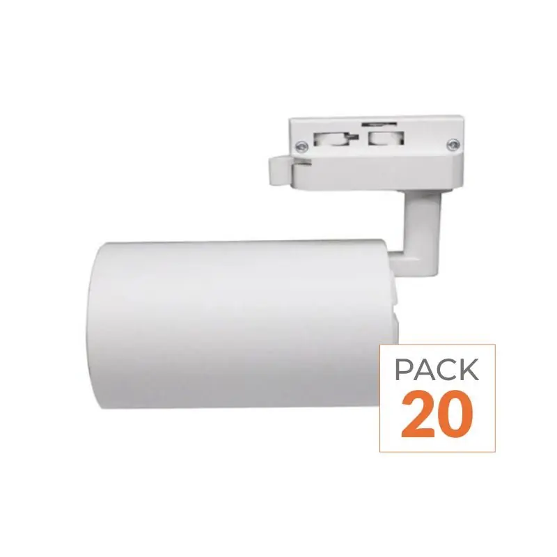 Spot LED sur Rail Triphasé CCT 30W 60° Blanc - 3000K\\/4000K\\/6500K - Pack de 20