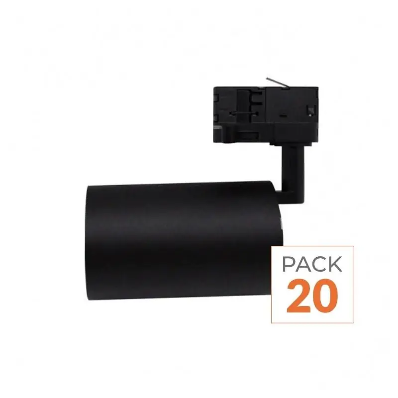 Spot LED sur Rail CCT Monophasé 30W 60° Noir - 3000K\\/4000K\\/6500K - Pack de 20