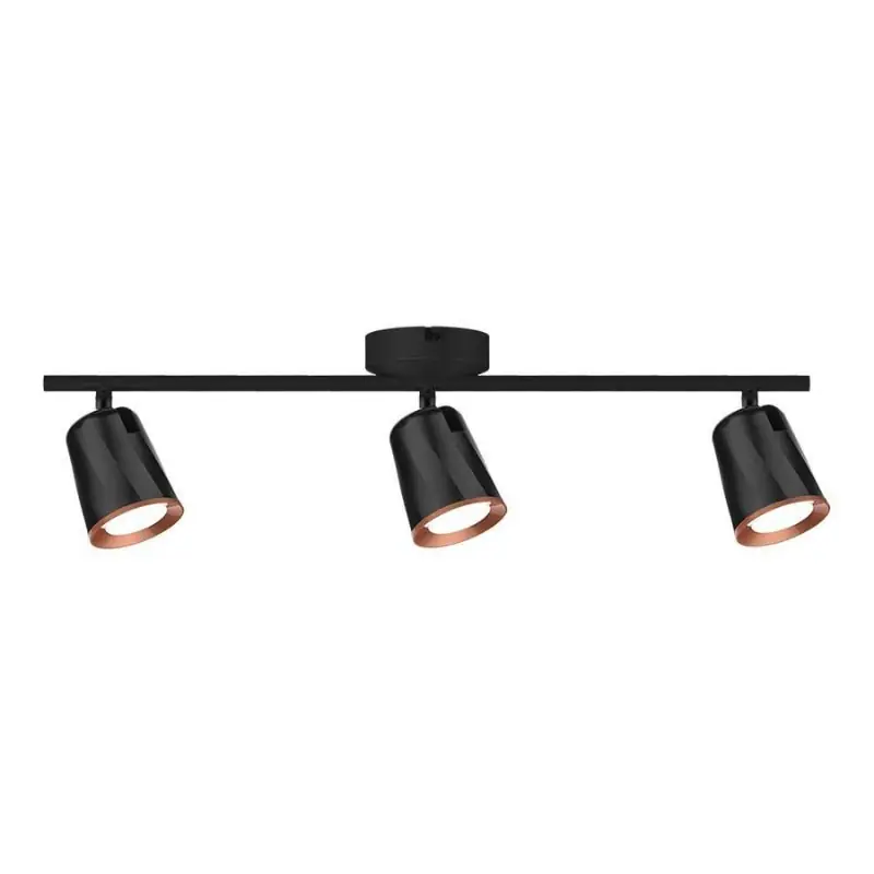 Plafonnier 3 Spot Orientable Alu Noir 15W 60cm