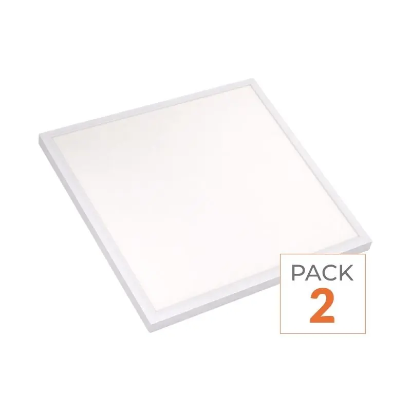 Panneau LED 28W 60x60 BLANC dimmable 150lm\\/W avec détecteur de mouvement + Télécommande - Pack de 2
