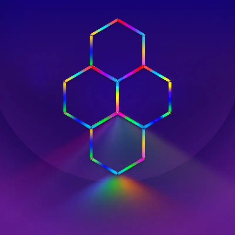 Kit 4 LED Hexagonal RGB 34W 110lm\\/w