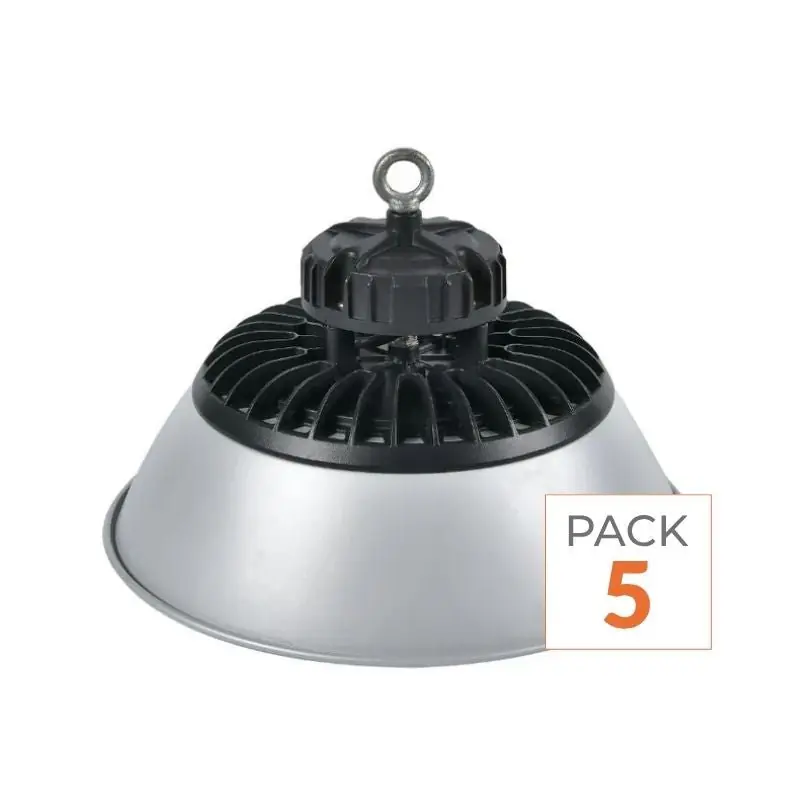 Cloche LED Industrielle 200W 90° ARGENT 150lm\\/W - Garantie 5 ans - Pack de 5