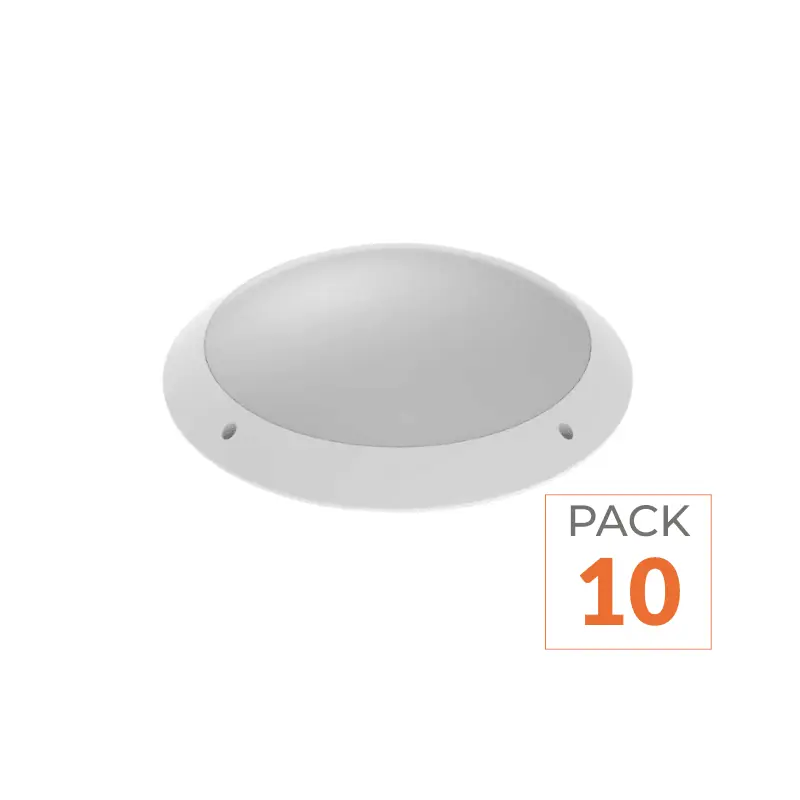 Hublot LED IP65 IK10 ø30 cm avec Détecteur pour 2 Ampoules E27 - Pack de 10