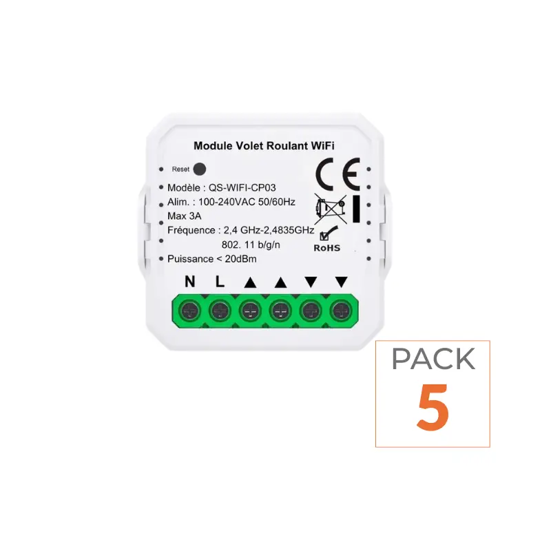 Module Interrupteur Volet Roulant Connecté WiFi - Pack de 5