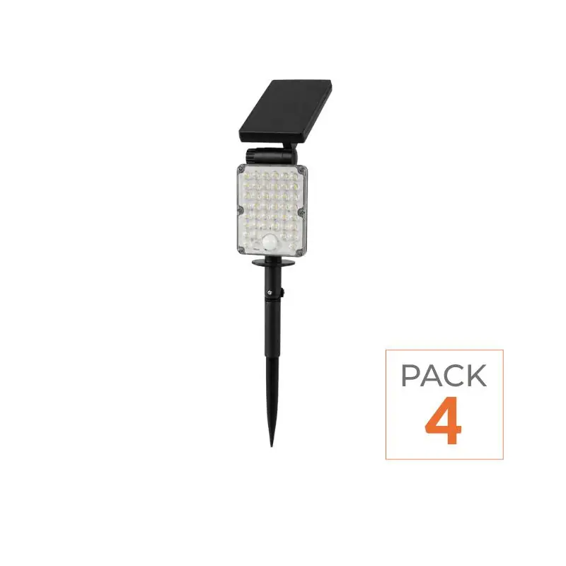 Pack de 4 - Spot LED Extérieur 3-CCT à Piquer IP65 Solaire 8W 1150lm 144lm\\/W avec Détecteur