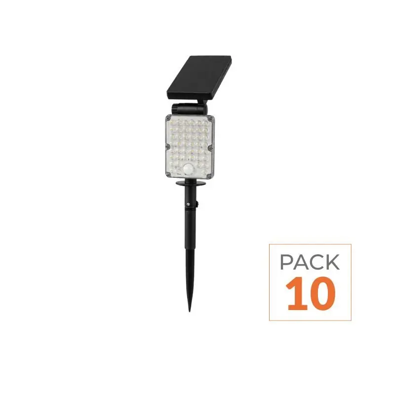 Pack de 10 - Spot LED Extérieur 3-CCT à Piquer IP65 Solaire 8W 1150lm 144lm\\/W avec Détecteur