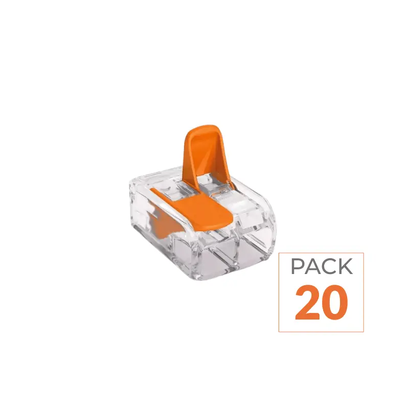 Borne de raccordement à levier 2 entrées - Pack de 20