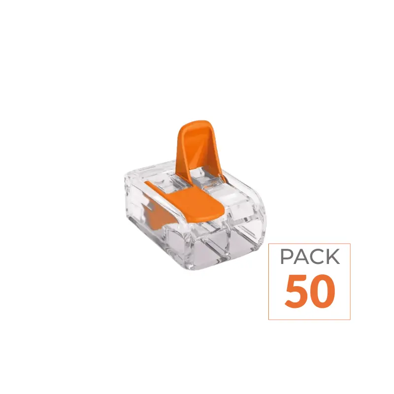 Borne de raccordement à levier 2 entrées - Pack de 50