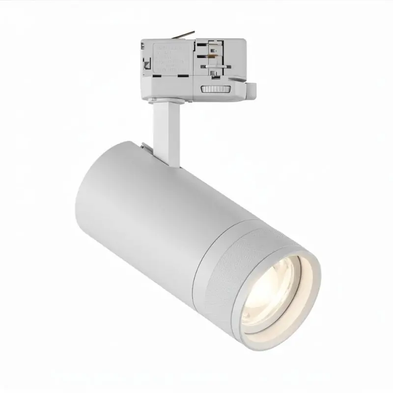 Spot LED sur Rail Blanc Angle Ajustable Triphasé 30W 15-60° CCT TRIAC Dimmable - 3000K\\/4000K\\/6000K
