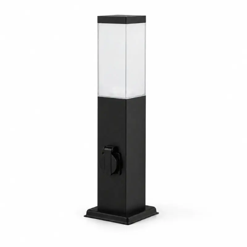 Borne de Jardin 80cm Carré Noir pour Ampoule E27