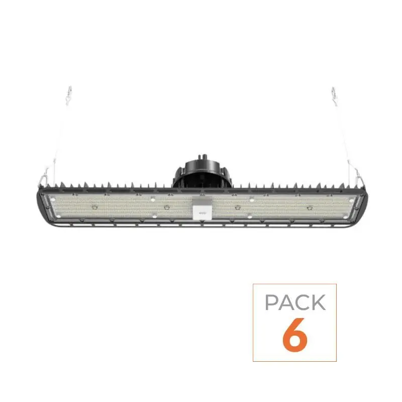 Pack de 6 - Suspension LED industrielle linéaire 150W\\/200W\\/250W 185lm\\/w avec Détecteur de Mouvement - Garantie 5 ans