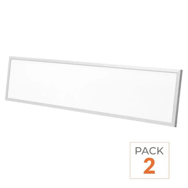 Pack de 2 - Panneau LED Backlit CCT 120x30cm 28W UGR<19 140lm\\/W Cadre Blanc - 3000K\\/4000K\\/6000K