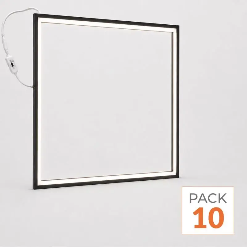 Dalle LED Cadre Lumineux CCT 60x60 36W - Cadre Noir - Pack de 10