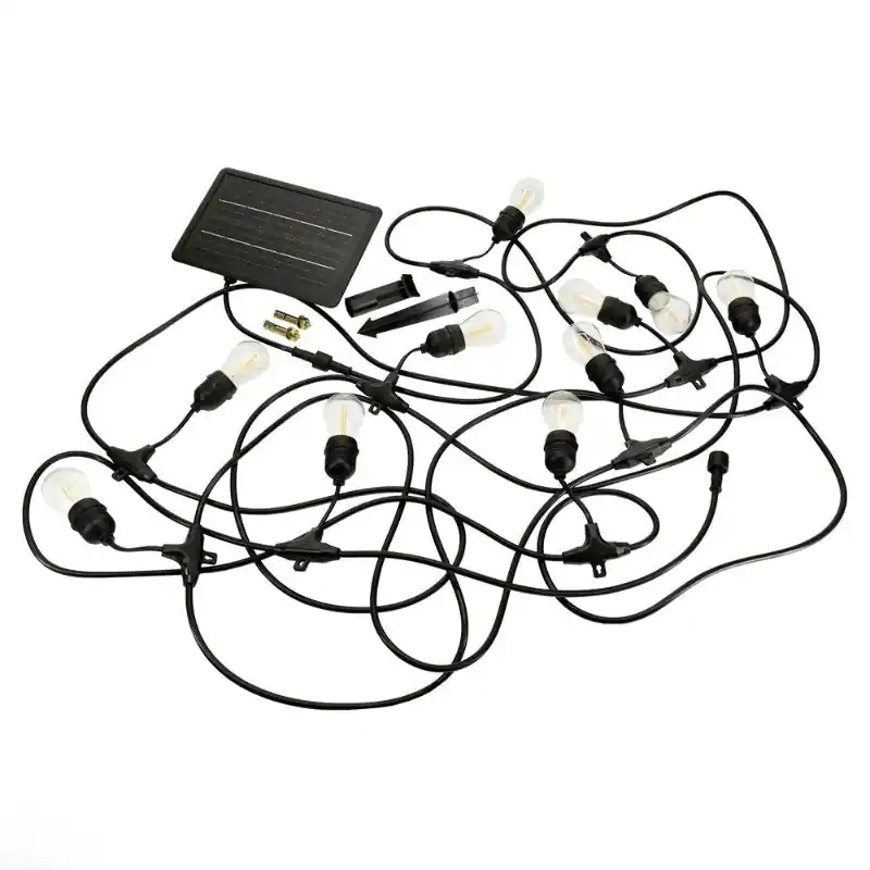 Guirlande Guinguette Solaire LED 10M 10pcs 3W IP65 - Câble Noir