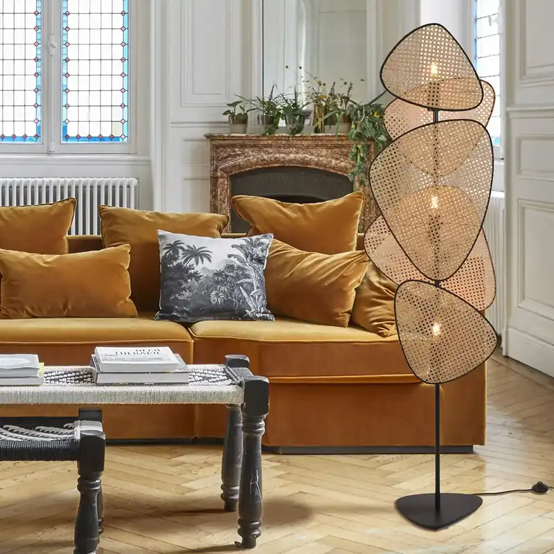 Lampadaire SCREEN 3 Lampes E27 cannage naturel