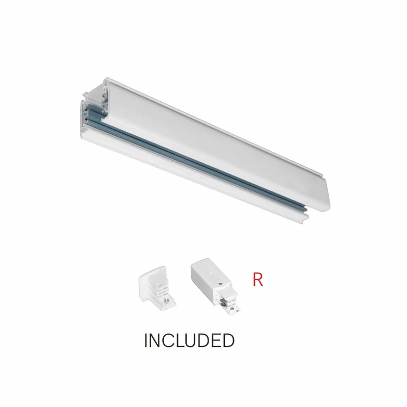 Rail 3M saillie blanc mat trois phases (alim + bouchon fin inclus)