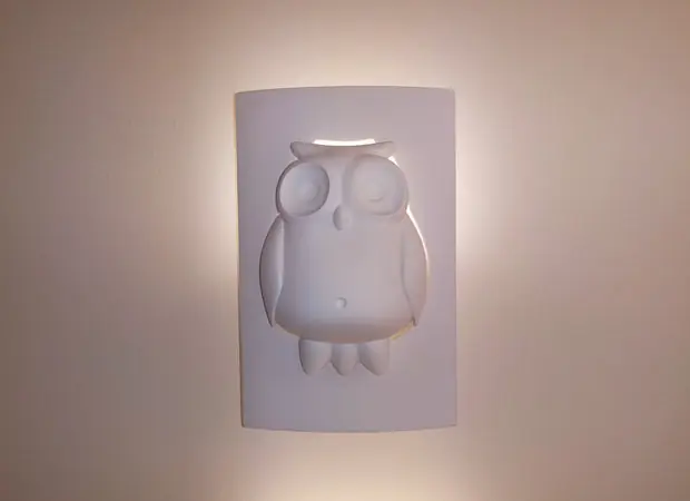 Applique enfants plâtre blanc CHOUETTE