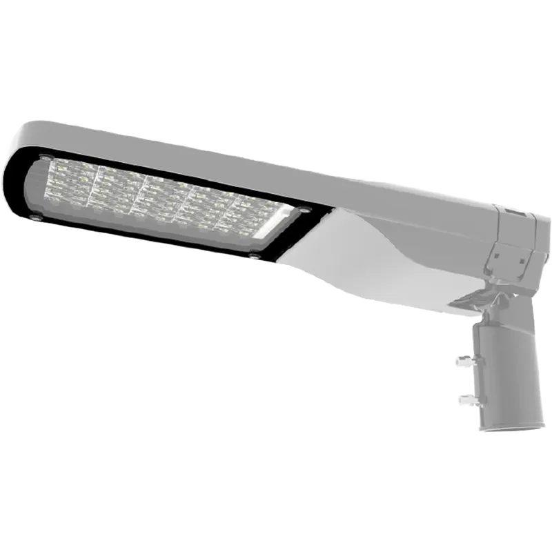 Tête de mat STACK 627mm Gris RAL9006 3000K 80W Asym routier ON\\/OFF