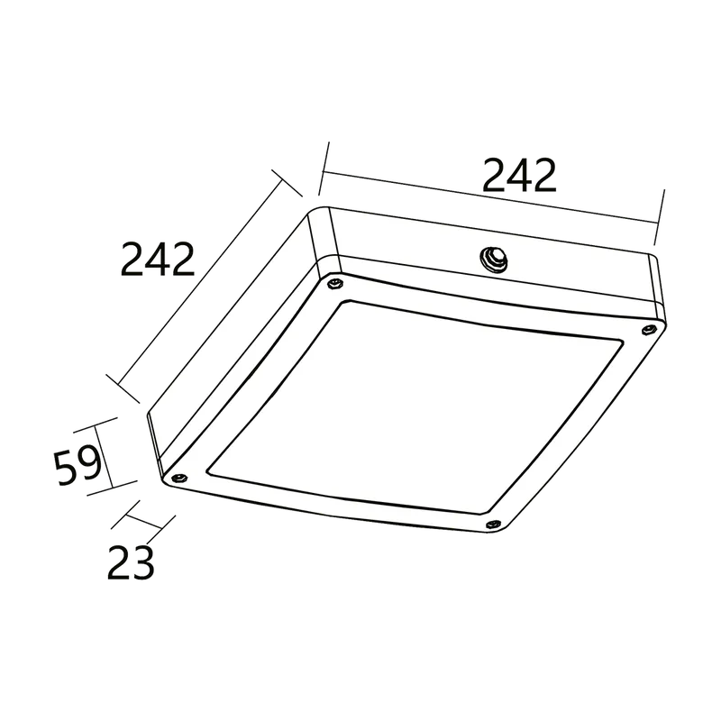 Hublots carré MARITE 242mm Blanc RAL 9016 4000K 18W 110° Détecteur luminosité et présence