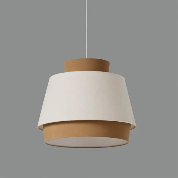 Suspension blanche et sable ASPEN en coton-Lin-métal E27