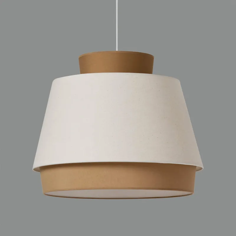 Suspension blanche et sable ASPEN 600 en coton-Lin-métal E27