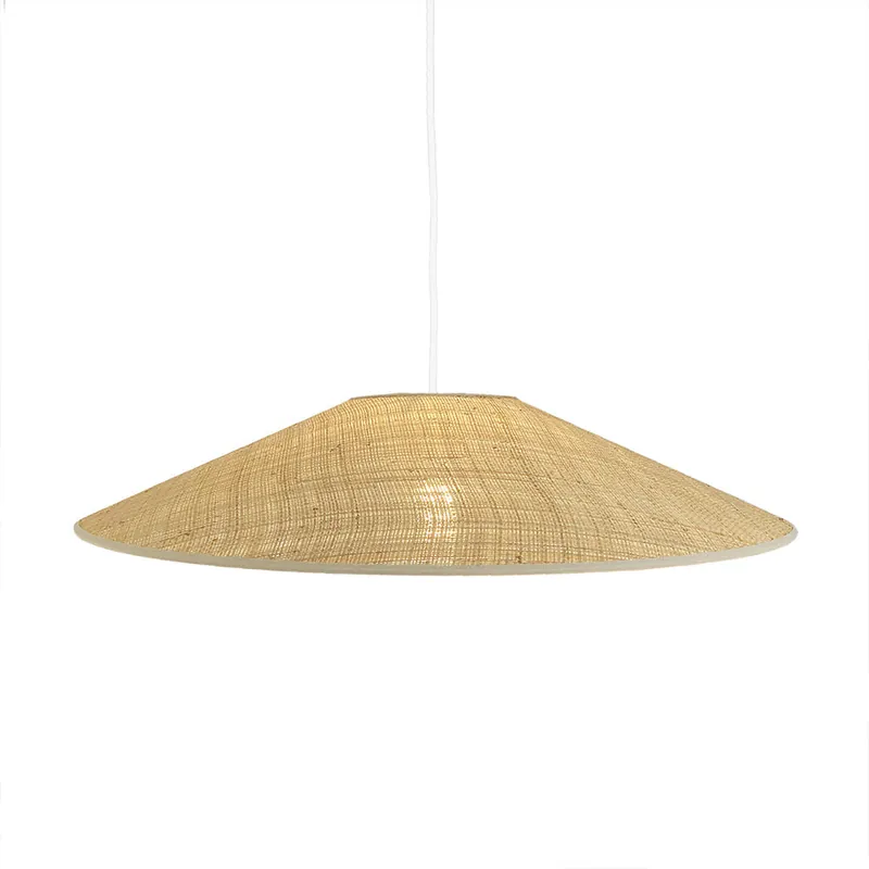 Abat-jour d'interieur HELENA en rabane fine avec cerclage metallique pour monture electrique E27