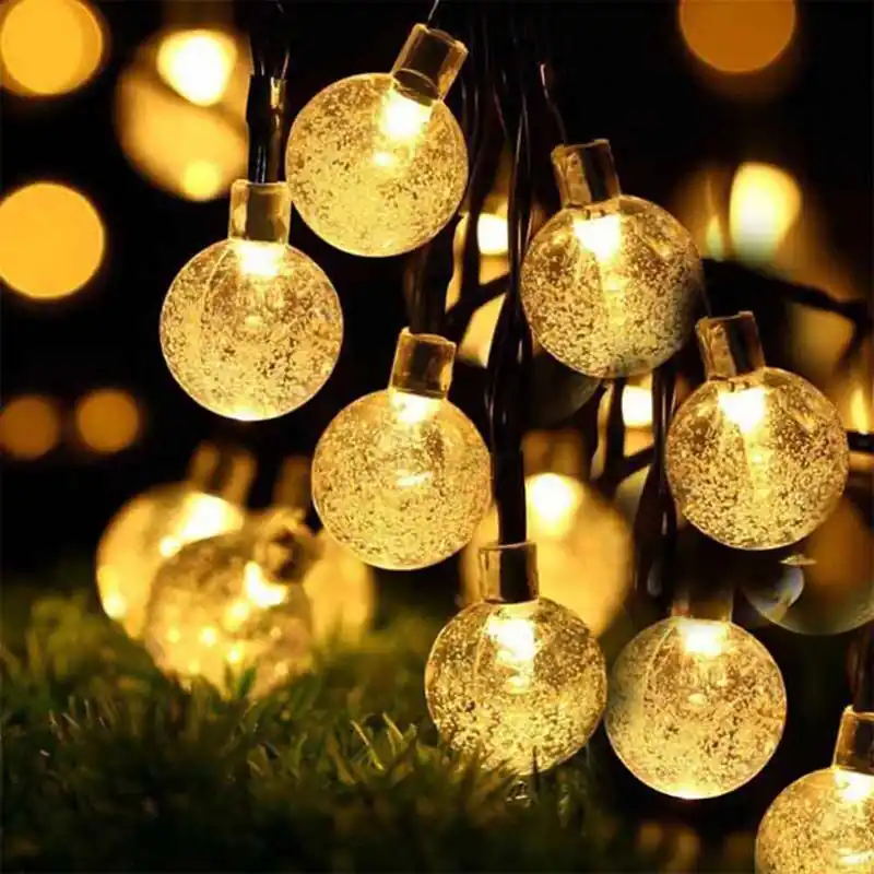Guirlande lumineuse FESTY WHITE solaire 20 globes scintillants LED blanc chaud 5,80m IP44