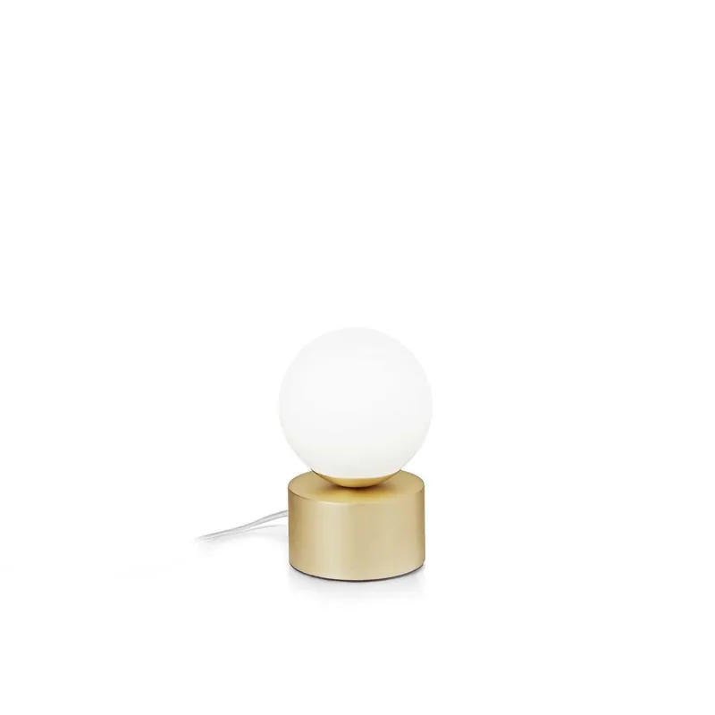 Lampe de table PERLAGE base laiton mat et verre blanc G9max 1X 15W 3000K 510lmblanche