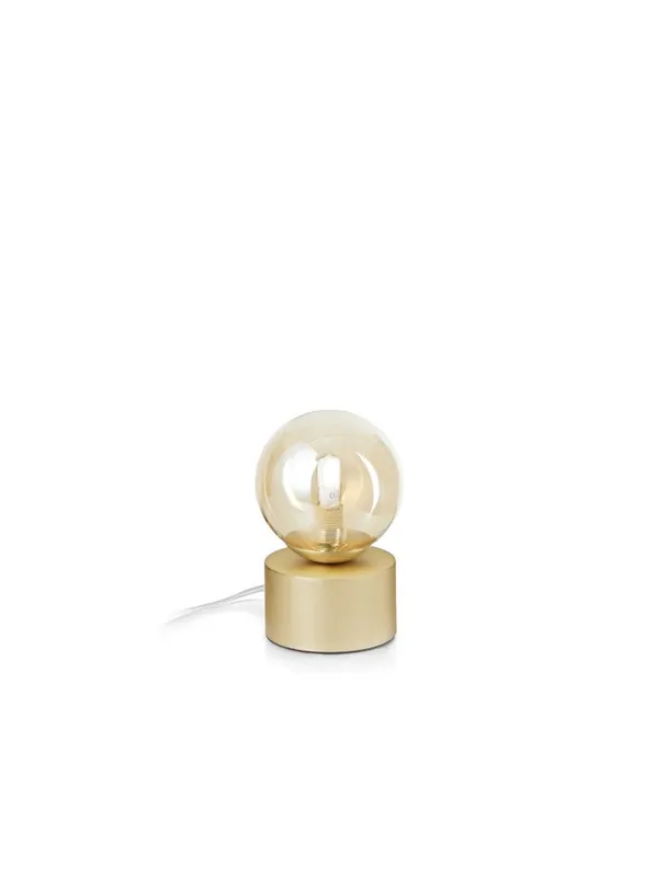 Lampe de table PERLAGE laiton mat avec verre ambré G9 max 1 X15W 3000K 510lm