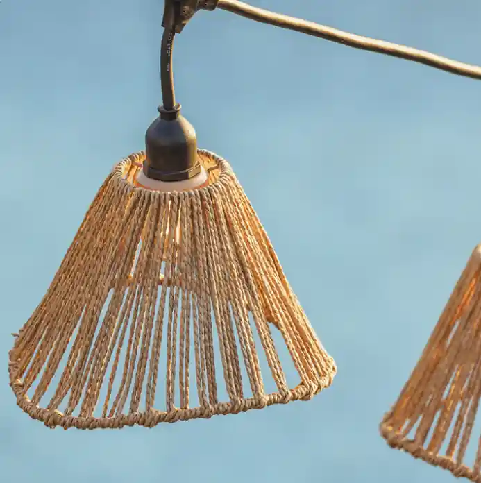 Guirlande lumineuse raccordable d'extérieur avec abat-jour en corde style bohème 7 amp à filament