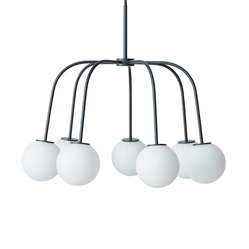 WATERFALL - Suspension pieuvre design et moderne, boule en verre opalin