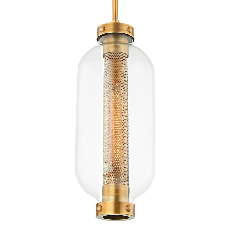 Atwater - Suspension en laiton et verre vintage