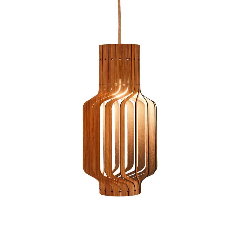 Tjinkwe Medium - Lustre en lames de bois fabriquée à la main