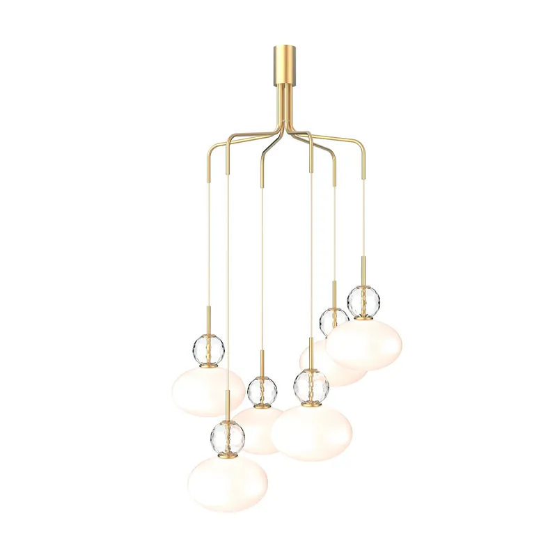 RIZZATTO Cluster 6 - Grande suspension en verre art déco, designer italien