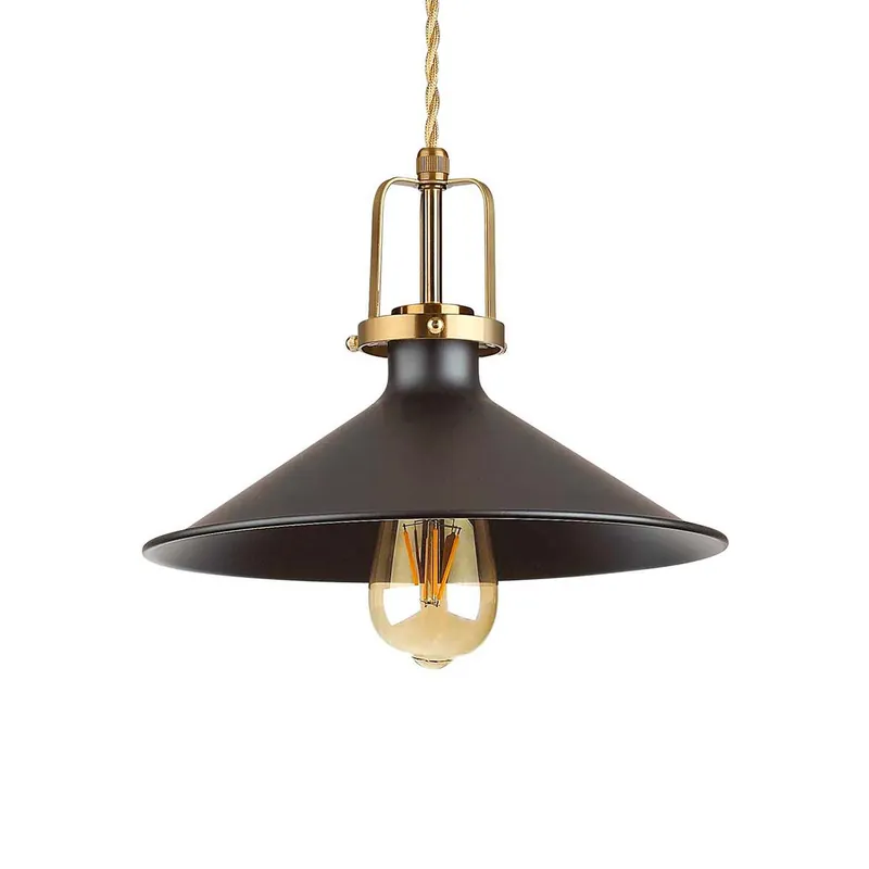 ERIS - Suspension industrielle en acier noir ou blanc et laiton