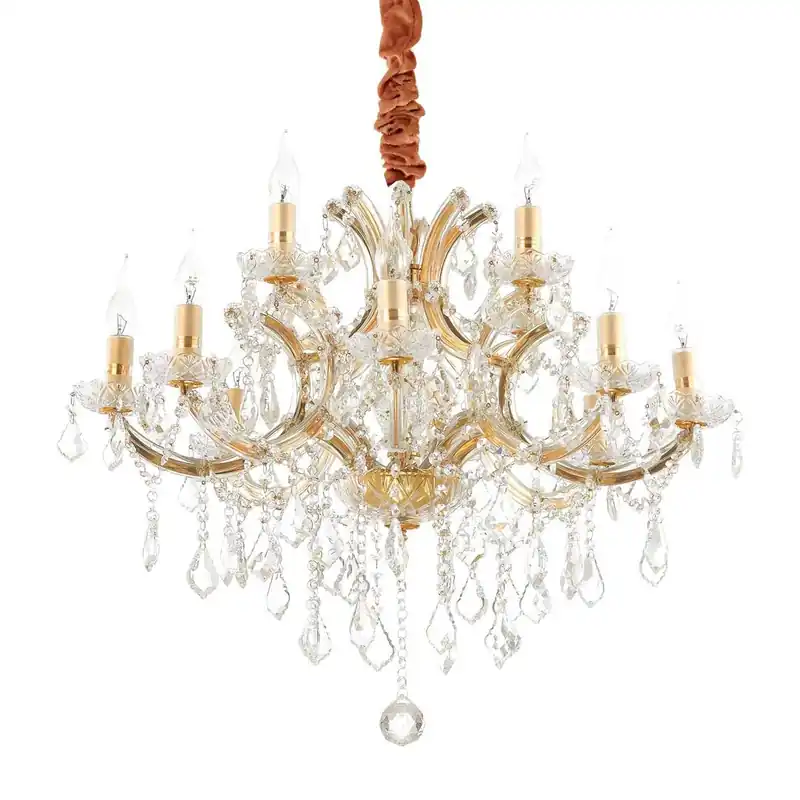 NAPOLEON - Lustre chandelier en verre doré ou argenté