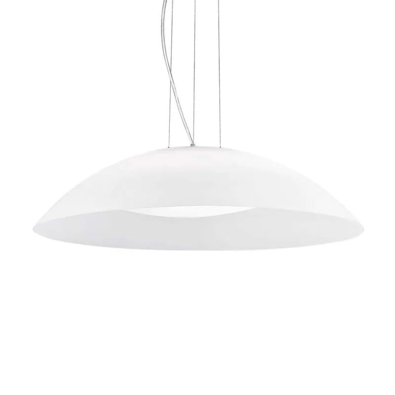 LENA - Suspension dôme en verre blanc opaque