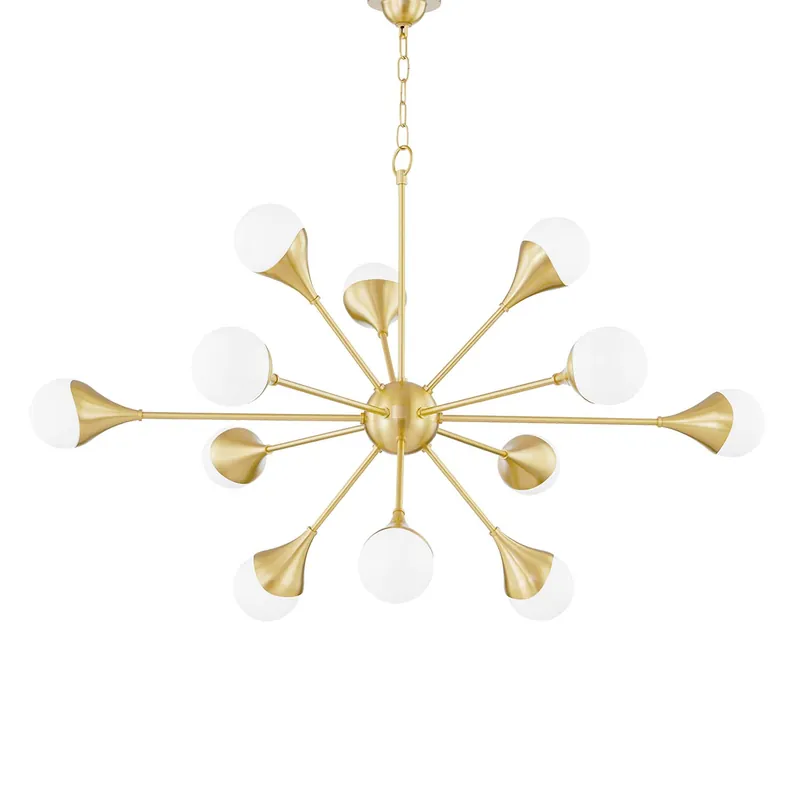 Ariana - Grand lustre en laiton doré et boules en verre design