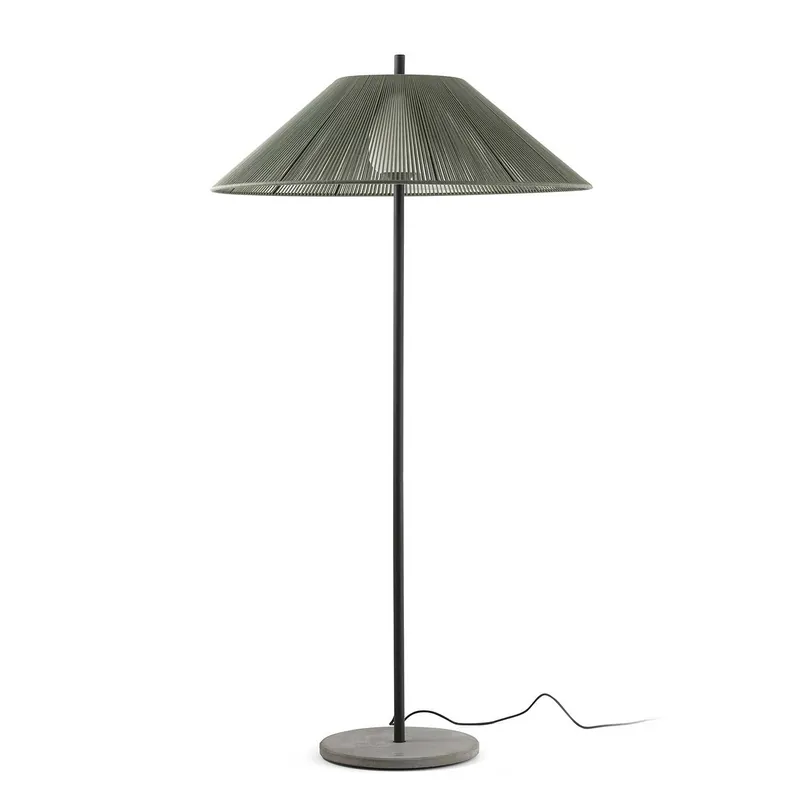 Saigon - Lampadaire extérieur design abat-jour tressé