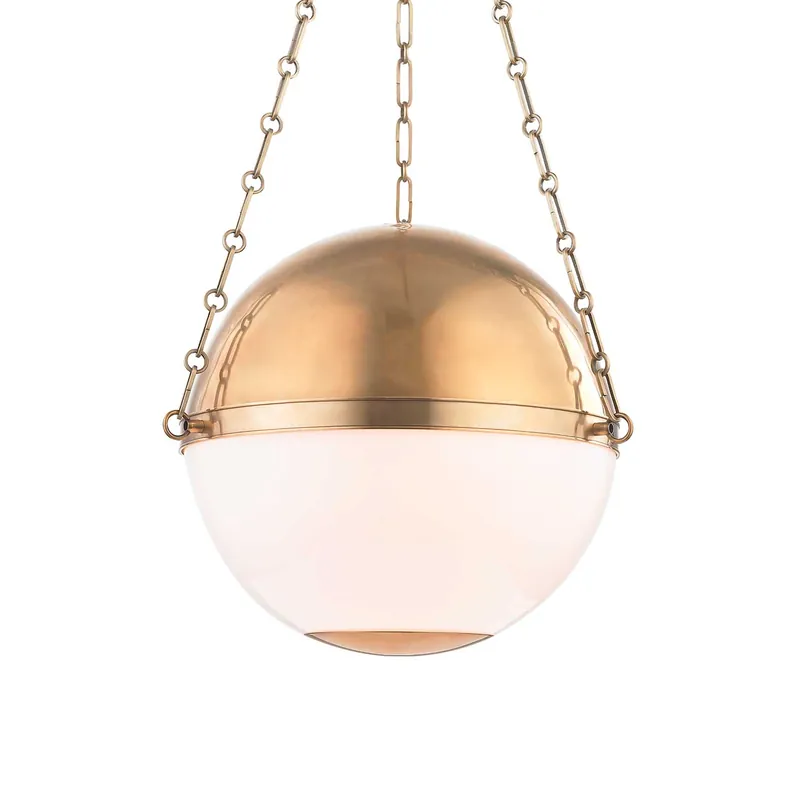 Sphere N°2 - Suspension boule en verre et laiton doré vintage