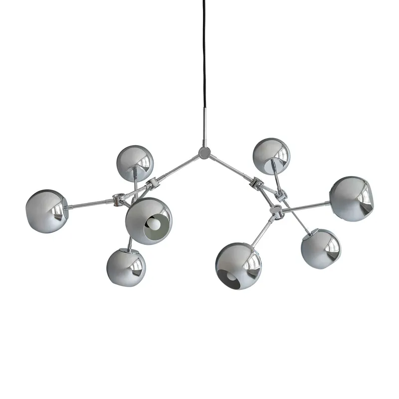 Drop Globe - Suspension en métal globe chromé pour salon